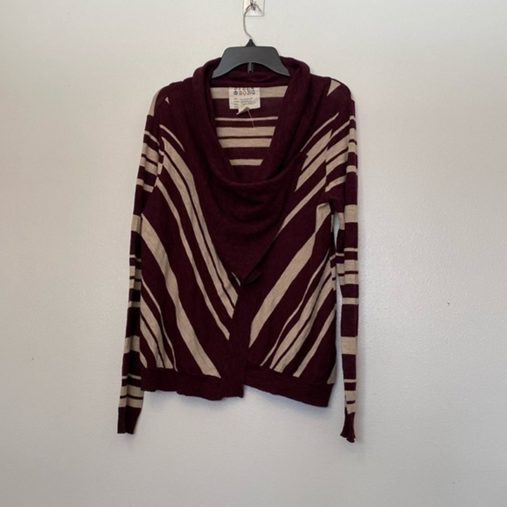 Billabong Burgundy and Beige Striped Sweater